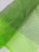Fishnet Silver Rhinestones Fabric - Lime Green - Spandex Fabric Fish Net with Crystal Stones by Yard