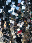 Round Sequins Fabric - 19mm Round Circle Shape Sequins Fabric By Yard (Pick Color)