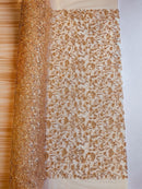 Floral Plant Bead Design - Skin / Rose - Beaded Flower Plants Embroidered  Sequins Fabric By Yard