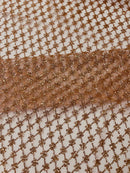 Diamond Design Glitter Fabric - Skin - Triangle Shiny Glitter Mesh with Flower Decor by Yard