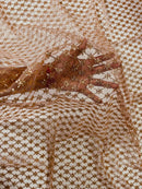 Diamond Design Glitter Fabric - Skin - Triangle Shiny Glitter Mesh with Flower Decor by Yard