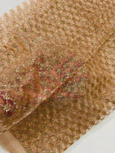 Diamond Design Glitter Fabric - Skin - Triangle Shiny Glitter Mesh with Flower Decor by Yard