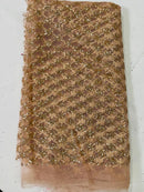 Diamond Design Glitter Fabric - Skin - Triangle Shiny Glitter Mesh with Flower Decor by Yard