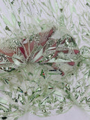 Sage Beaded Fabric By The Yard, Luxury Geometric Design Beads and Sequins (Copy)