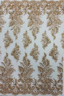 Skin Silver Rhinestones Glitter Fabric on a Mesh by the Yard | Quinceanera Design Glitter Rhinestones on Mesh Fabric Prom Dress