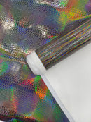 Viper Snake Holographic Embossed PVC, Snake Vinyl Fabric By The Yard DIY Upholstery Accessories Applications Iridescent Snake