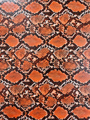 Python Snake Print Vinyl Fabric - Tangerine -  Faux Animal Snake Print Vinyl Fabric Sold by Yard