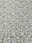 Fish Net Sequins Fabric - Taupe - Cast Net Design Sequins Embroidery Lace Fabric By Yard