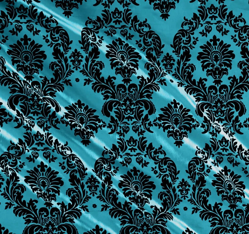 Navy Blue Flocked Velvet Fabric, Sold by the yard