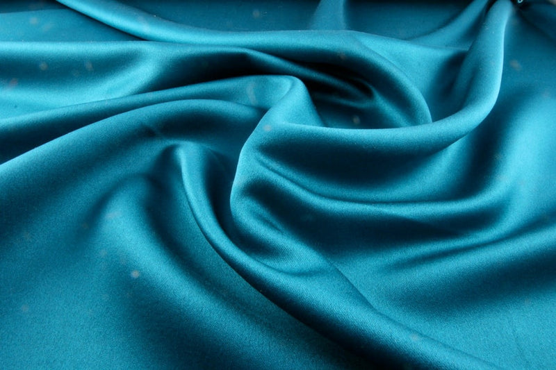 Matte L'Amour Satin - Teal - (Peau de Soie) Duchess Fabric For Bridal, Bridesmaid Dress By Yard