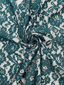 Corded Floral Plant Fabric - Teal - Floral Corded Lace Flower Fabric Sold By Yard