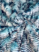 60" Feather Shaggy Faux Fur - Teal - Soft Long Pile Thick Faux Fur Fabric By Yard