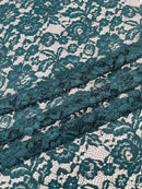 Corded Floral Plant Fabric - Teal - Floral Corded Lace Flower Fabric Sold By Yard