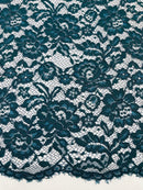 Corded Floral Plant Fabric - Teal - Floral Corded Lace Flower Fabric Sold By Yard