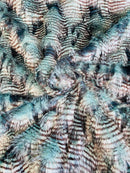 60" Feather Shaggy Faux Fur - Teal - Soft Long Pile Thick Faux Fur Fabric By Yard