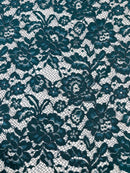 Corded Floral Plant Fabric - Teal - Floral Corded Lace Flower Fabric Sold By Yard