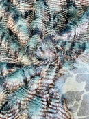 60" Feather Shaggy Faux Fur - Teal - Soft Long Pile Thick Faux Fur Fabric By Yard