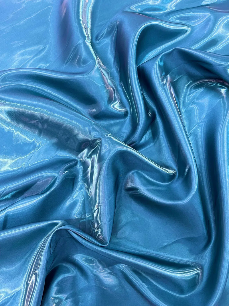 60" Crystal Liquid Satin Fabric - Water Shine Ultra Glossy Shimmer Reflective Bridal Satin Fabric By Yard