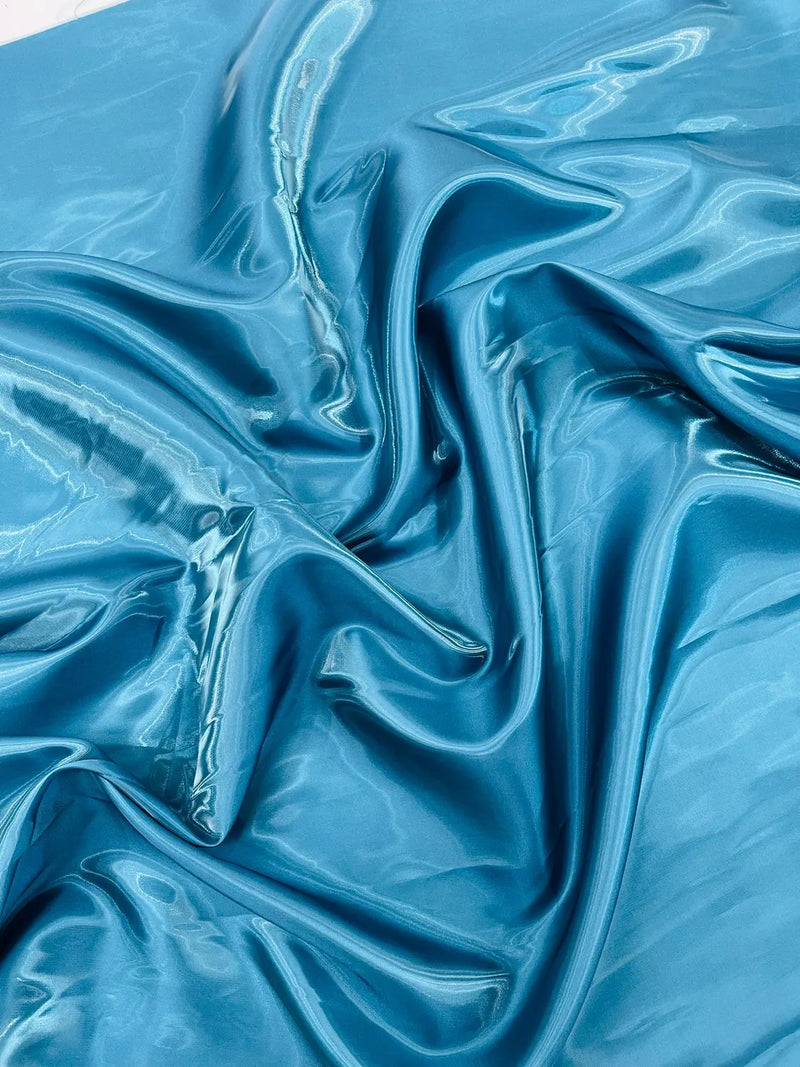 60" Crystal Liquid Satin Fabric - Water Shine Ultra Glossy Shimmer Reflective Bridal Satin Fabric By Yard