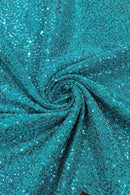 Lurex Stretch Fabric - Teal Green - Shiny Metallic 4 Way Stretch Sequins Lurex Spandex Fabric by Yard