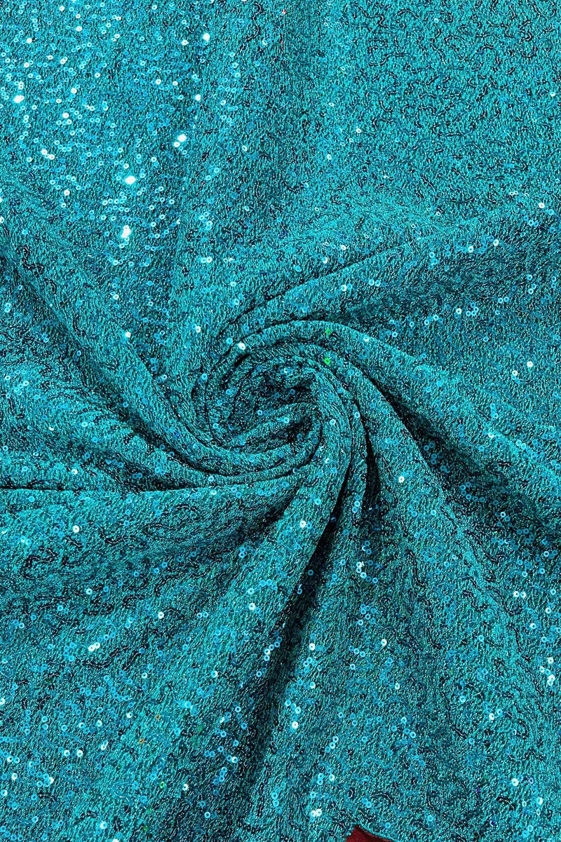 Lurex Stretch Fabric - Teal Green - Shiny Metallic 4 Way Stretch Sequins Lurex Spandex Fabric by Yard