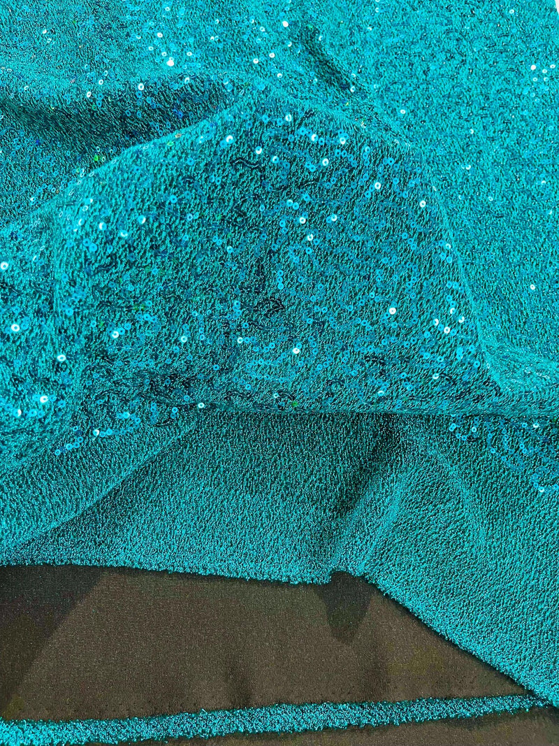 Lurex Stretch Fabric - Teal Green - Shiny Metallic 4 Way Stretch Sequins Lurex Spandex Fabric by Yard