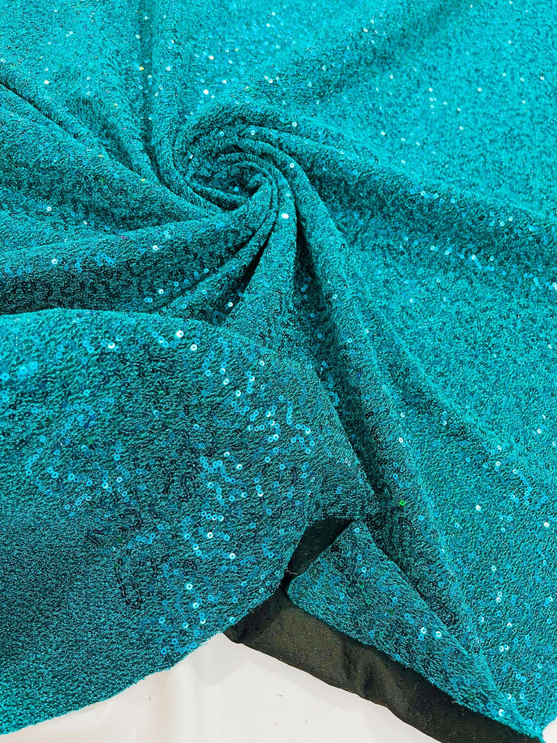 Lurex Stretch Fabric - Teal Green - Shiny Metallic 4 Way Stretch Sequins Lurex Spandex Fabric by Yard