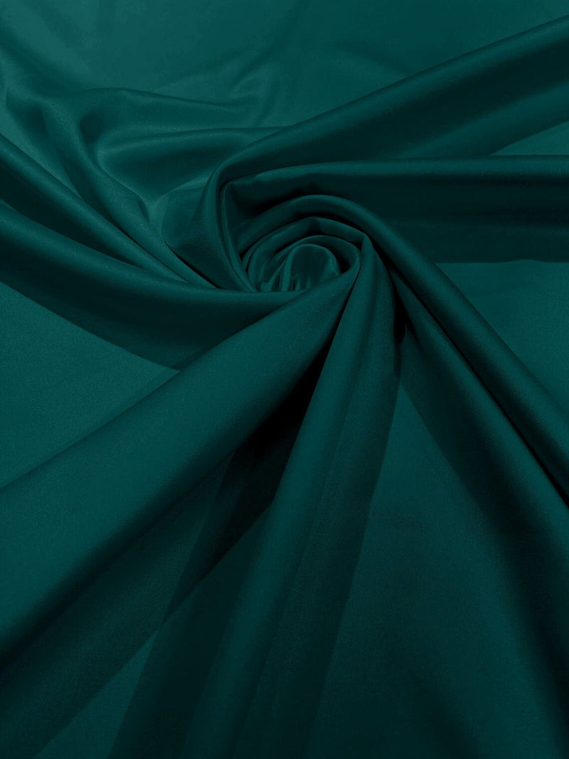 Matte L'Amour Stretch Satin - Teal Green - Stretch Satin Fabric For Bridal, Prom Dress Sold By Yard