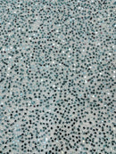 Beaded Sequins Pearl Fabric - Tiffany Blue - Embroidered Pearl Beads and Sequins on Lace By Yard