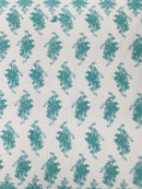 Damask Flower Lace Fabric - Tiffany Green - Damask Flowers Embroidered on Lace Fabric By Yard