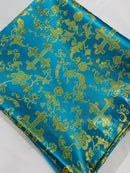 58/60" Cross Print Brocade Fabric - Jacquard Religious Print Church Vestment Fabric By Yard