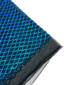 Diamond Net Sequins Fabric - Turquoise - Geometric Diamond Net Design on Mesh Lace Fabric By Yard