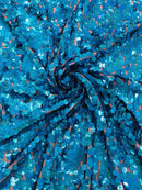Circle Paillette Sequins - Turquoise Hologram - Large Round Paillette Sequins Design Fabric By Yard