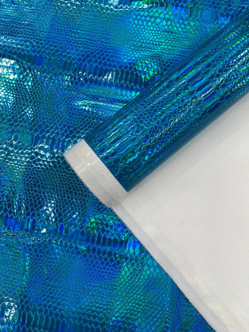 Viper Snake Holographic Embossed PVC, Snake Vinyl Fabric By The Yard DIY Upholstery Accessories Applications Iridescent Snake