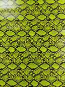 Python Snake Print Vinyl Fabric - Vernon Green -  Faux Animal Snake Print Vinyl Fabric Sold by Yard