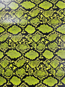 Python Snake Print Vinyl Fabric - Vernon Green -  Faux Animal Snake Print Vinyl Fabric Sold by Yard
