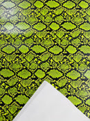 Python Snake Print Vinyl Fabric - Vernon Green -  Faux Animal Snake Print Vinyl Fabric Sold by Yard