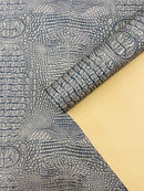 Caiman Gator Vinyl - Upholstery Faux Leather Vinyl Fabric by the Yard, Embossed Gator Caiman Fabric Upholstery