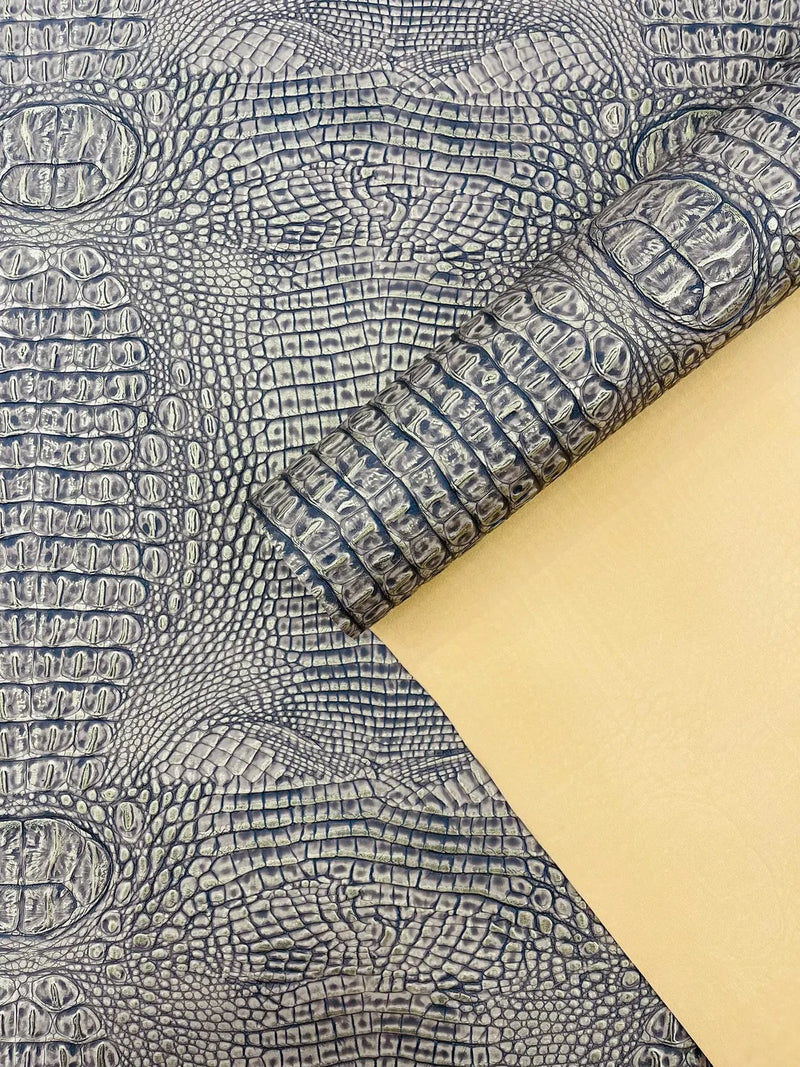 Caiman Gator Vinyl - Upholstery Faux Leather Vinyl Fabric by the Yard, Embossed Gator Caiman Fabric Upholstery