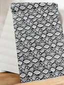 Python Snake Print Vinyl Fabric - White / Black -  Faux Animal Snake Print Vinyl Fabric Sold by Yard