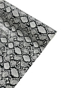 Python Snake Print Vinyl Fabric - White / Black -  Faux Animal Snake Print Vinyl Fabric Sold by Yard