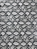 Python Snake Print Vinyl Fabric - White / Black -  Faux Animal Snake Print Vinyl Fabric Sold by Yard