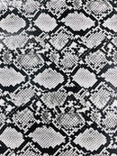 Python Snake Print Vinyl Fabric - White / Black -  Faux Animal Snake Print Vinyl Fabric Sold by Yard
