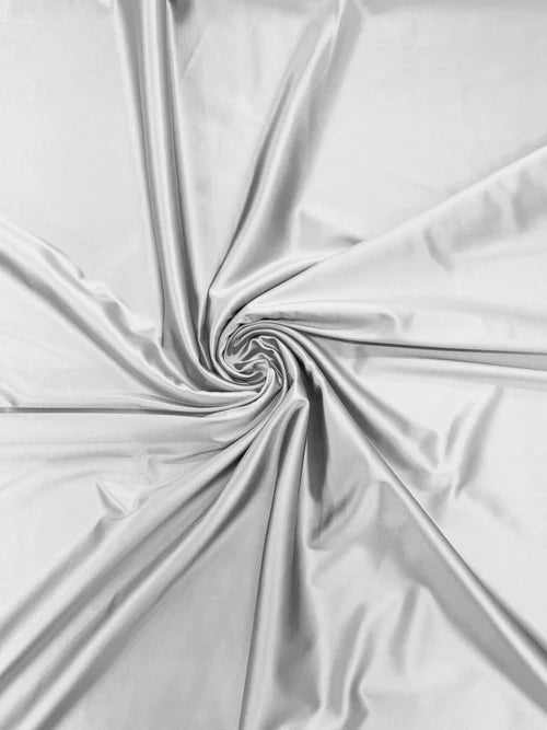 60" Shiny Heavy Satin Fabric - White - Stretch Satin Shiny Heavy Fabric Sold By Yard