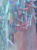 Sword Sequins Fabric - Shiny Sword Shape Sequins Fabric Sold By Yard (Pick Color)