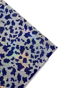 Spandex Cow Print Design - White / Purple Iridescent - Poly Spandex Fabric 4 Way Stretch - 60” By Yard