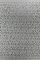 Metallic Floral Butterfly Fabric - White / Silver - Embroidered Floral Butterfly Design Mesh Fabric by Yard