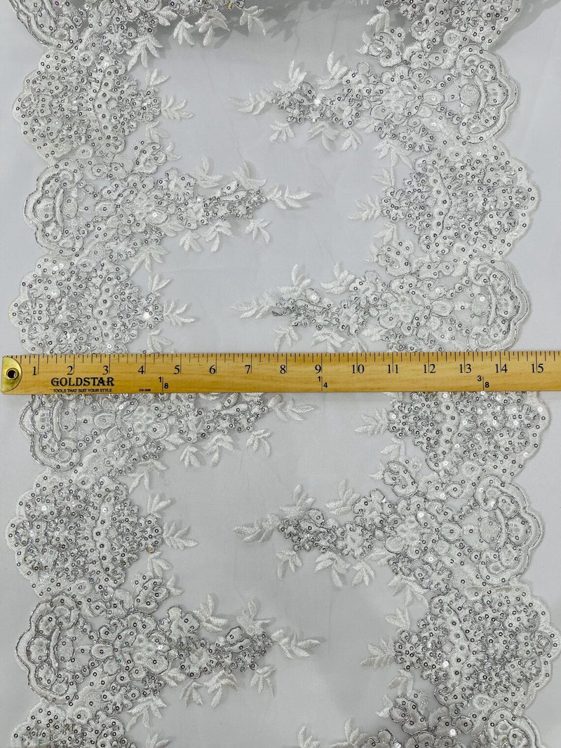 15" Floral Metallic Pattern Lace Table Runner - Metallic Table Runner Sold By Yard