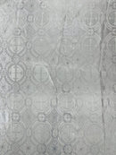 58/60" Cross Brocade Fabric - White / Silver - Religious Church Vestment Cross Jacquard Fabric By Yard