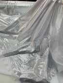 60" Metallic Foil Fabric - White / Silver - 4 Way Stretch Spandex Foggy Foil Shiny Metallic Fabric by Yard